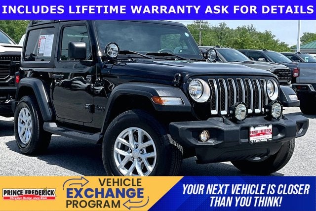 2023 Jeep Wrangler 2-Door Sport 4x4 in Black Clearcoat — front three-quarter view