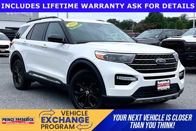 2022 Ford Explorer XLT in White — front three-quarter view
