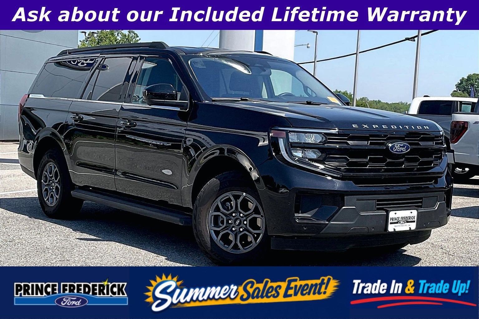 2025 Ford Expedition Max Active in Agate Black Metallic — front three-quarter view