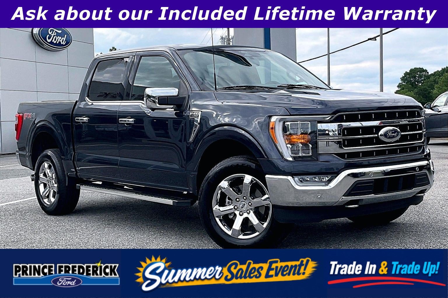2022 Ford F-150 LARIAT in Smoked Quartz Metallic Tinted Clearcoat — front three-quarter view