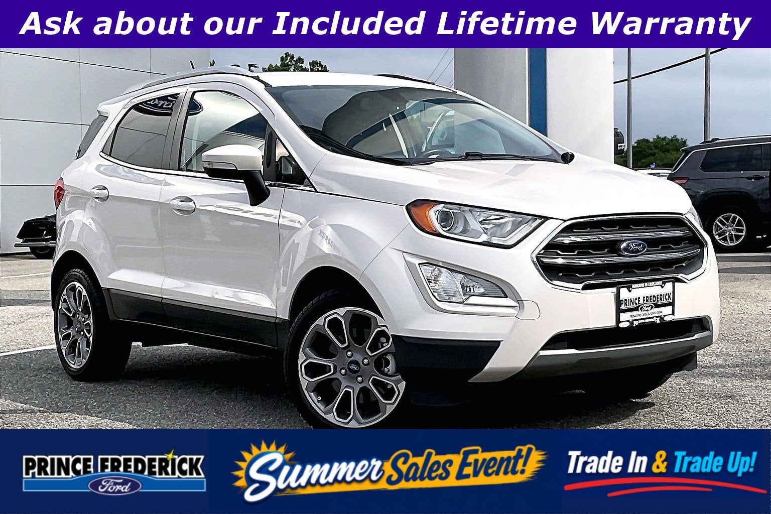 2021 Ford EcoSport Titanium in White Platinum Metallic Tri-Coat — front three-quarter view
