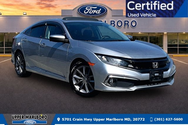 2020 Honda Civic Sedan EX in Lunar Silver Metallic — front three-quarter view