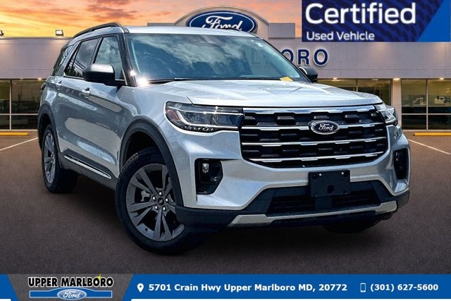 2025 Ford Explorer Active in Iconic Silver Metallic — front three-quarter view