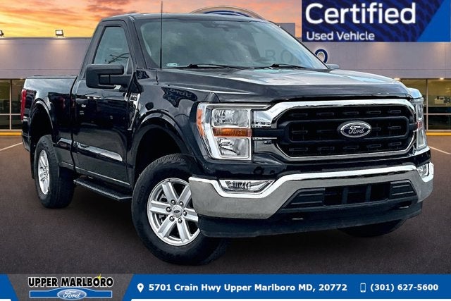 2022 Ford F-150 XLT in Agate Black Metallic — front three-quarter view