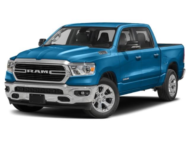 2021 RAM 1500 Big Horn Crew Cab 4x4 5'7' Box in Hydro Blue Pearlcoat — front three-quarter view