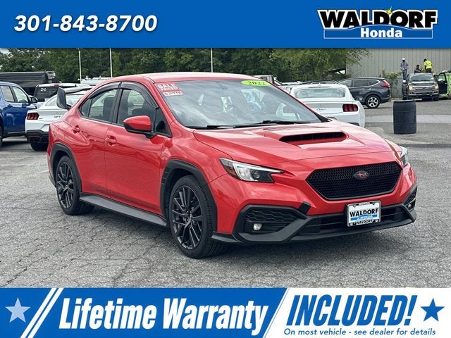 2022 Subaru WRX Premium in Ignition Red — front three-quarter view