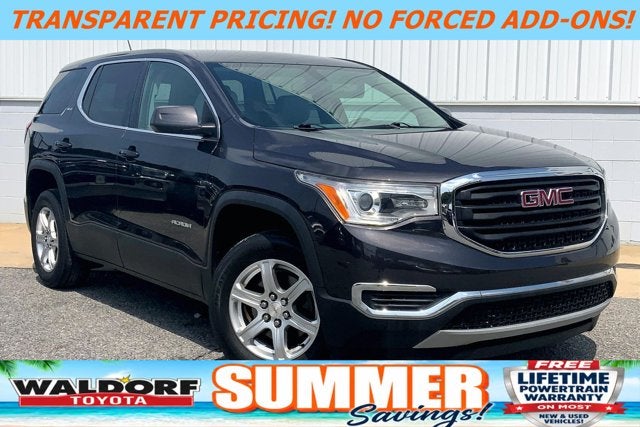 2018 GMC Acadia SLE in Iridium Metallic — front three-quarter view