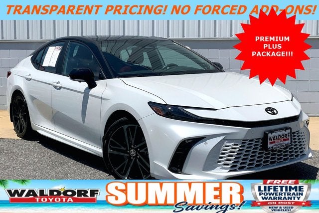2025 Toyota Camry XSE in Mid Blk/Wind Chill — front three-quarter view