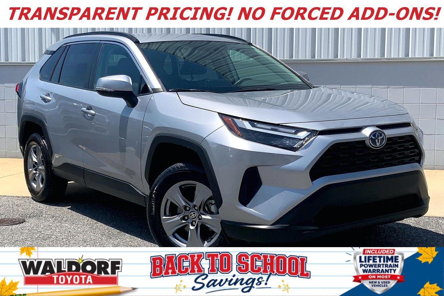 2023 Toyota RAV4 Hybrid Hybrid XLE in Silver Sky Metallic — front three-quarter view