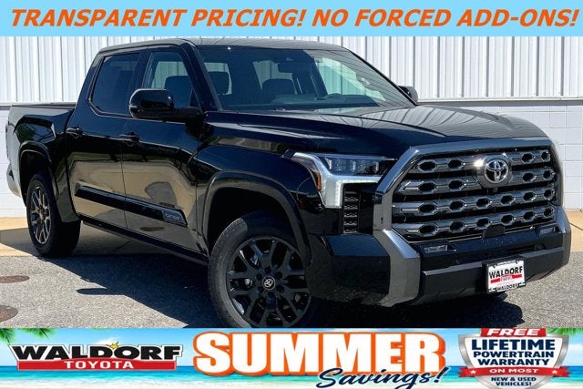 2026 Toyota Tundra Platinum in Midnight Black Metallic — front three-quarter view