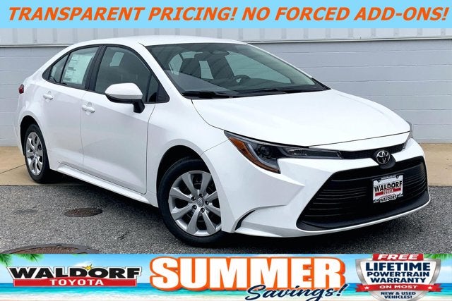 2026 Toyota Corolla LE in Ice Cap — front three-quarter view