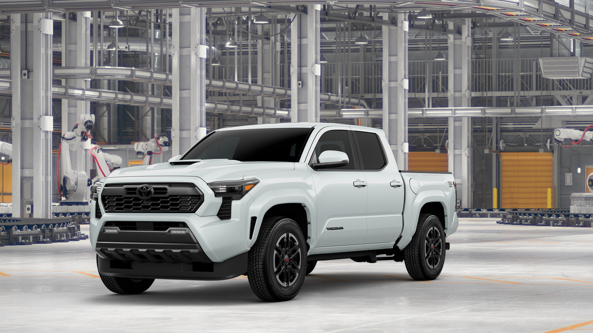 2026 Toyota Tacoma TRD Sport in Wind Chill Pearl — front three-quarter view