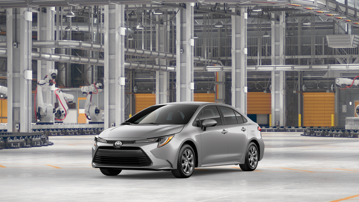 2026 Toyota Corolla LE in Classic Silver Metallic — front three-quarter view