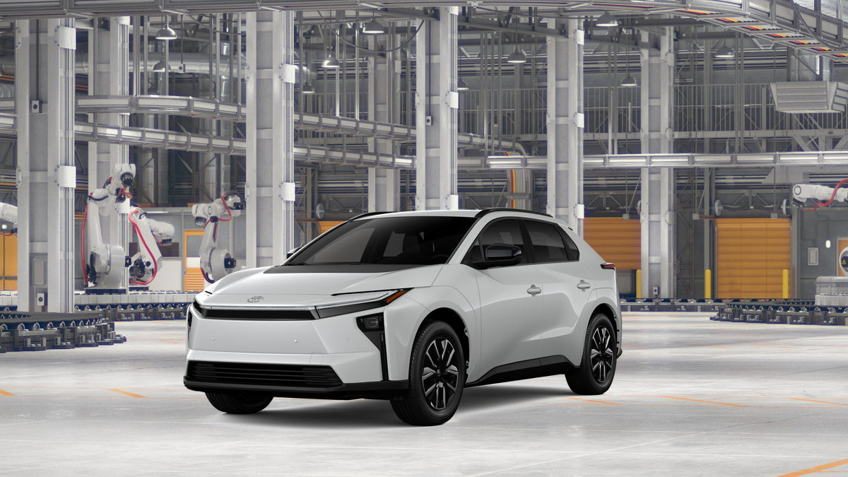 2026 Toyota bZ XLE in Wind Chill Pearl — front three-quarter view