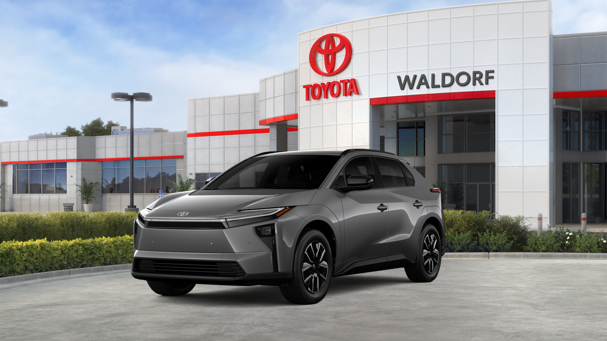 2026 Toyota bZ XLE in Heavy Metal — front three-quarter view